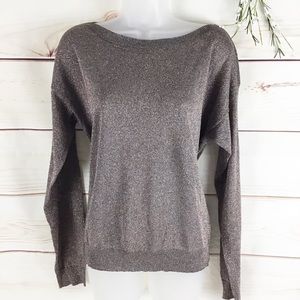 Rebecca Taylor Rose Gold Metallica Long Sleeve Top